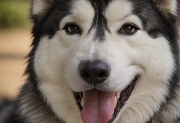 Siberian husky dog closeup portrait