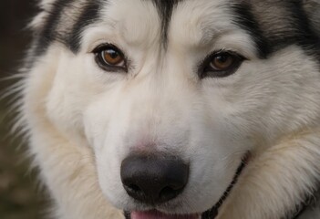 Siberian husky dog closeup portrait