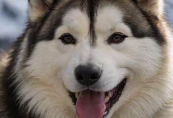 Siberian husky dog closeup portrait