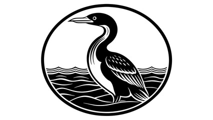 a-cormorant-icon-in-circle-log vector illustration
