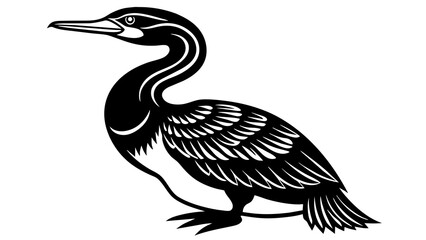 a-cormorant-icon-in-circle-log vector illustration