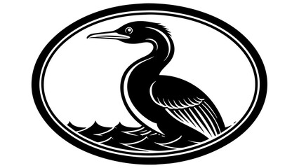 a-cormorant-icon-in-circle-log vector illustration