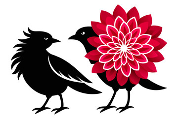  silhouette color image,Dahlia bird ,vector illustration,white background