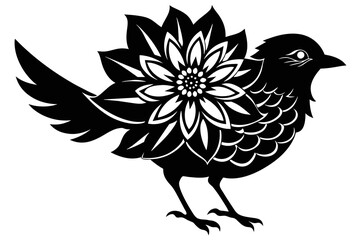  silhouette color image,Dahlia bird ,vector illustration,white background