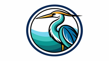 a-picture-of--a-heron--icon-in-circle-logo vector illustration