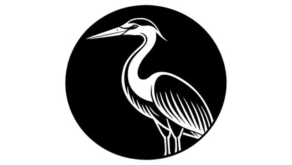 a-picture-of--a-heron--icon-in-circle-logo vector illustration