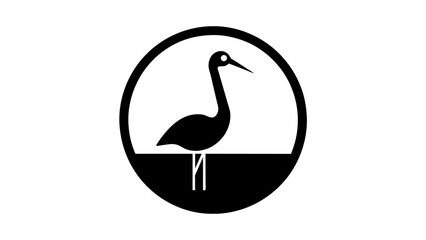 picture-of--a-stork--icon-in-circle-logo vector illustration 