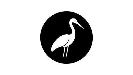 picture-of--a-stork--icon-in-circle-logo vector illustration 