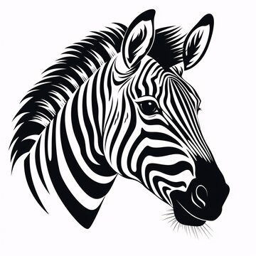 a black and white drawing of a zebra