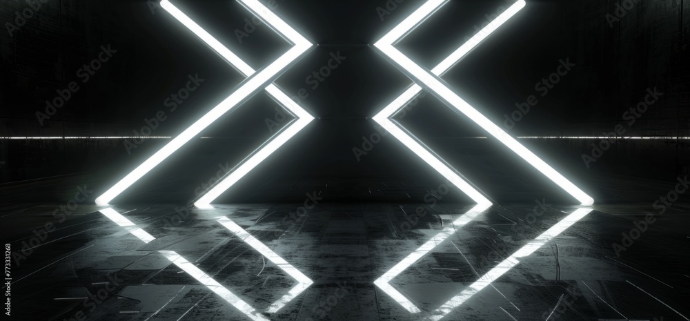 Aufkleber abstract futuristic illuminated stage for presentation, show or party generative ai