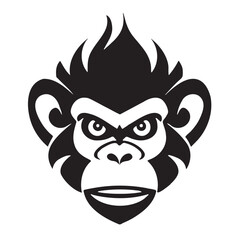 black white monkey head logo and icon, clip art vector
