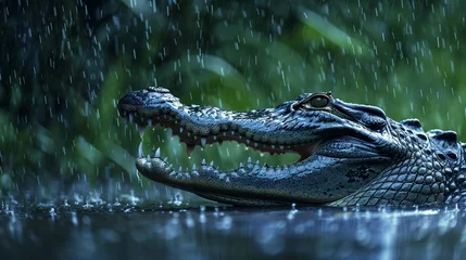 Fotobehang crocodile in the rain © Naila
