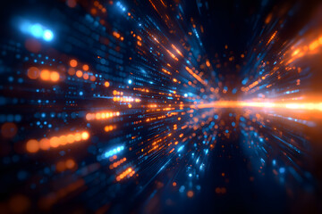 Fototapeta premium Futuristic Technology Data Stream with Dynamic Particles and Binary Code