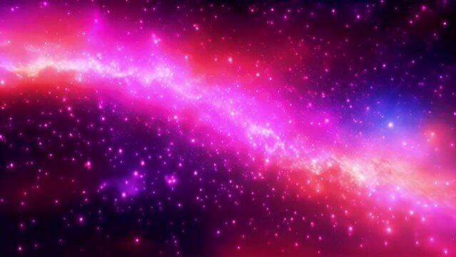 Seamless loop galaxy exploration through outer space towards glowing milky way galaxy. 4K looping animation of flying through glowing nebulae, clouds and stars field. Elements furnished by NASA image.