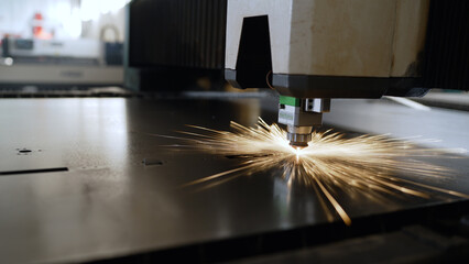 An industrial worker paints metal on a factory production line. A craftsman paints metal doors in production.