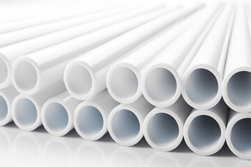 Plastic pipe on a white background. 3d rendering. Mock up