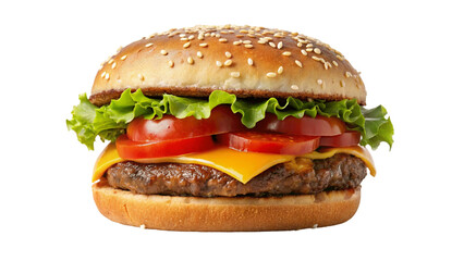A fresh hamburger isolated on Transparent background. National Hamburger Month