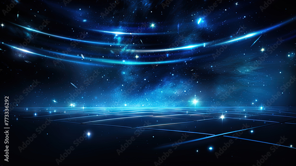 Poster vibrant abstract background with glowing neon lines and futuristic design.