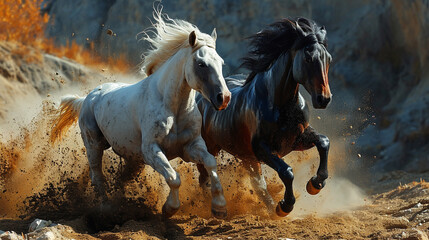 running horse in the field