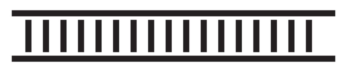 Railway Line, Rails Symbol, Train Tracks Sign. Rail transport path element.