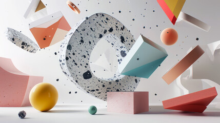 Abstract background with gradient geometric elements Objects 3d shape minimal poster