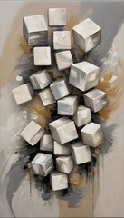 cubes painting Neutral colours