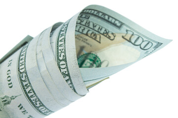 dollars, banknotes on white background. Top view. black friday, sale