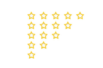Gold, gray five stars shape on a white background. The best excellent business services rating customer experience concept.