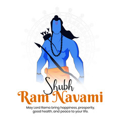 Creative Vector Illustration of Happy Ram Navami, Indian Festival with Typography