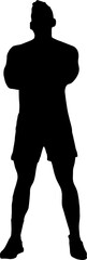 silhouette of a person with a sword, Rear view of healthy muscular young man with his arms png stretched out isolated vector silhouette transparent background