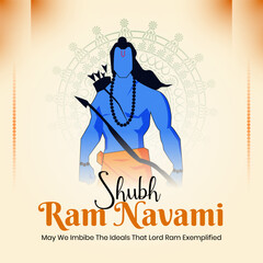 illustration of Ram ji in festival of India background with beautiful Mandala