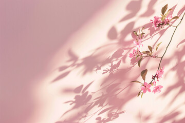 Blossom and reflections on a pale pink background 