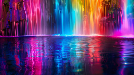 Rainbow coloured waterfall