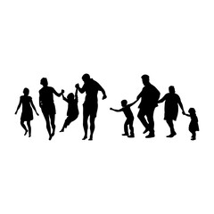 Fototapeta na wymiar An icon representing the silhouette of a family unit, typically consisting of a parent or parents and children, holding hands or standing together.