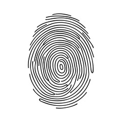 Linear drawing of a fingerprint. Continuous line drawing of biometric scan symbol on white background.