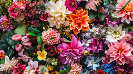 Fototapeta na wymiar A picturesque array of blooming flowers, showcasing nature's vibrant palette