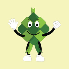 Ketupat mascot character illustration in vintage style with arms and legs with a variety of emotions and actions, great resource for icon, symbol, logo, sticker,banner. Eps 10