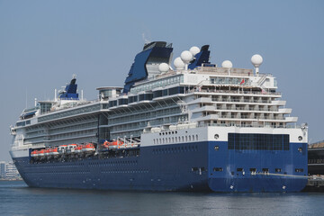 Modern family cruiseship cruise ship liner Millennium in Yokohama port near Tokyo, Japan during...
