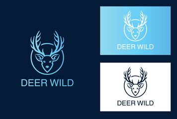 Modern lineart deer mascot logo