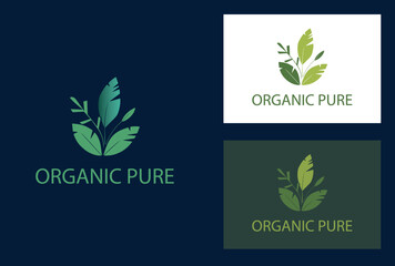 Natural organic pure vector logo design