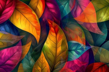   A wallpaper or computed image of vibrant, leafy shapes - obrazy, fototapety, plakaty