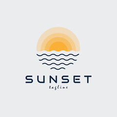 sunset logo vector illustration design