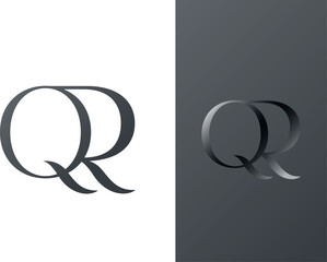 QR, RQ, R, Q letters logo monogram elegant style
