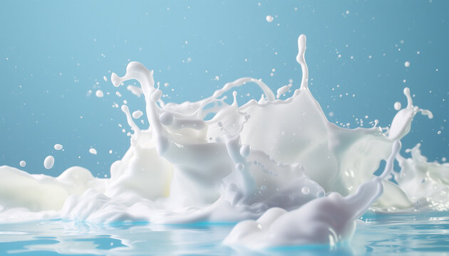 milk splash on a blue background