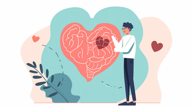 Coração e cérebro, conceito amor e razão - Ilustração  