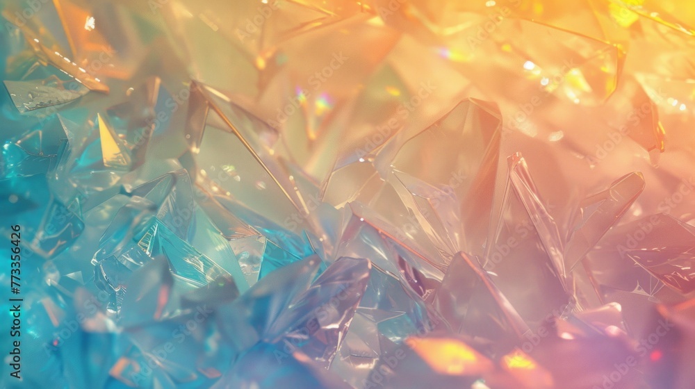 Poster abstract background, polygonal crystal, with bokeh defocused lights and sparkles. plastic shards of 
