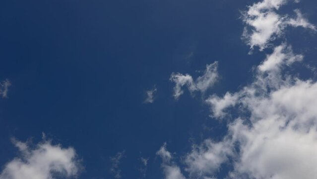 Time-Lapse Video of Clouds Moving Across Deep Blue Sky