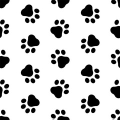 Seamless pattern of paw prints on a white background