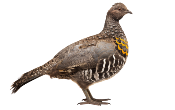Close-up of a colorful bird perched on a branch against a white background