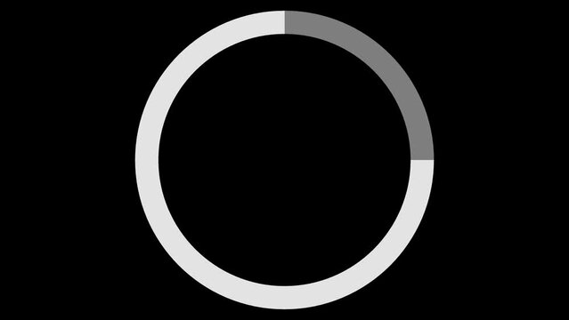 Loading circle icon animation on black background. 4K clip seamless loop. Video Buffering circle icon animation. Black and white retro style